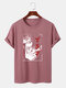 Mens Japanese Anime Graphics Crew Neck Street Short Sleeve T-Shirts - Dark Pink