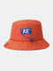 Unisex Cotton Fashion Cloth Label Sunshade Adjustable Couple Hat Bucket Hat - Orange