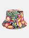 Unisex Cotton Double-sided Wearable Overlay Calico Graffiti Print Outdoor Sunshade Fashion Bucket Hat - #06