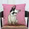 Cartoon French Bulldog Cotton Linen Pillowcase Square Living Room Sofa Decoration Cushion Cover - C
