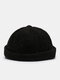 Unisex Plush Solid Color Fashion Warmth Brimless Beanie Landlord Cap Skull Cap - Black
