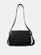 Women Faux Leather Fashion Solid Color Crossbody Bag Shoulder Bag - Black