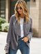 Solid Open Front Long Sleeve Lapel Jacket For Women - Gray