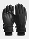 Men Plus Velvet Lengthened Knitted Elastic Wrist With Reflective Strip Windproof Waterproof Warmth Non-slip Touchscreen Gloves - Black 2