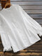 Women Solid Ruffle Trim Casual Long Sleeve Blouse - White