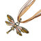 Trendy Colorful Dragonfly Pendant Necklaces Rhinestones Fabric Womens Long Necklaces - Coffee