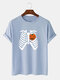 Mens 100% Cotton Halloween Funny Pumpkin Printed Short Sleeve T-Shirts - Blue