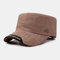 Men's Solid Color Letter Print Flat Hat Military Hat - Khaki
