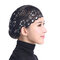 Women Muslim Head Coverings Shiny Lace Headscarf Hat Islamic Cap - Black