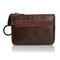 Genuine Leather Small Portable Coin Bag Card Holder Key Bags - Dark Brown