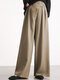 Elastic Waist Pleated Wide -legged Plus Size Pants - Khaki
