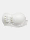 Women Lace Bandage Gather Wireless Bandeau Side Closure Bra With Straps - White