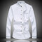 Mens Business Casual Print Button Down Solid Color Slim Dress Shirt - White