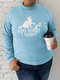 Plus Size Lovely Cat Print Half-collar Casual Sweatshirt - Blue