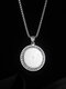 Trendy Simple Letter Cross Pattern Inlaid Zircon Round-shaped Pendant Titanium Steel Stainless Steel Necklace - Silver