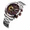 Business Sports Men Watch Stainless Steel Band Small Three-Hand Dial Chronograph Quartz Watch - Coffee