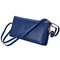 Women Three-layers Leather Phone Bag Shoulder Bags Crossbody Bags - Dark Blue