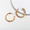 Retro Simple Circle  Earrings Gold Alloy Earrings For Women Colorful Stripe Earrings  - 02