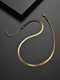Trendy Simple Flat Snake Bone Chain Shape 18K Gold Plated Titanium Steel Necklace - Gold