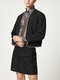 Mens Plaid Long Sleeve Two Pieces Suit - Black