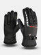 Men Cotton Dacron Thicken Plus Velvet Letter Camo Pattern Full-finger Warmth Outdoor Skiing Riding Gloves - Red+Black