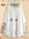 Embroidered Irregular Long Sleeve Hoodie For Women - White