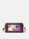 Women Faux Leather Casual RFID Multifunction Large Capacity Long Wallet Crossbody Bag - Wine Red