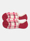5 Pairs Women Cotton Vintage Lattice Pattern Jacquard Breathable Shallow Mouth Socks - Wine Red