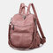 Women Casual Solid Sholuder Bag Backpack - Pink