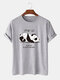 Mens 100% Cotton Slogan & Geometric Panda Pattern Short Sleeve T-Shirt - Grey