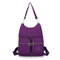 Women Nylon Multi-functional Multi-pockets Shoulder Bags Crossbody Bags Backpack - Purple