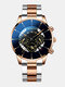 Decorated Pointer Men Business Watch Calendar Stainless Steel Leather Quartz Watch - #02