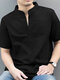Mens Stand Collar Basic Designed Casual Shirt - Black