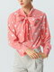 メンズ総柄ハートプリントちょう結びネックシャツ - ピンク