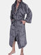 Men Pure Color Thicken Velvet Fleece Sleepwear Comfy Soft Hooded Pajamas - Dark Gray