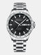 4 Colors Stainless Steel Men Vintage Watch Luminous Pointer Decorated Calendar Quartz Watch - Silver Band Silver Case Black Di