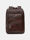 Men Retro Outdoor PU Leather 15.6 Inch Laptop Bag Backpack - Dark Brown