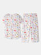 Plus Size Women Funny Cartoon Print Pajama Set Short Sleeve O-Neck Home Casual Sleepwear - White
