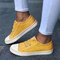 Women Oversized Canvas Elastic Band Comfy Wearable Casual Flats - Yellow