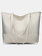 Oxford Splicing Soft Leather Casual Lightweight Folding Multifunction Handbag Large Capacity Shoulder Bag Shopping Bag Tote - Beige