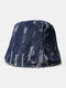 Unisex Denim Distressed Frayed Edge Fashion Outdoor Sunshade Foldable Bucket Hats - Dark Blue