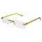 Women Men Frameless PC Legs Resin Lens Foldable Lightweight Fashion Cute Reading Glasses - Yellow