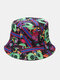 Unisex Double-sided Cotton Colorful Graffiti Hip-hop Fashion Sunshade Bucket Hat - #01