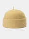 Unisex Wool Solid Color Autumn Winter Warmth Brimless Beanie Landlord Cap Skull Cap - Yellow