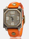 Vintage Square Dial Men Watch Adjustable Octagon Leather Quartz Watch - Orange