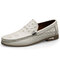 Men Crocodile Pattern Genuine Leather Non Slip Slip-ons Casual Driving Shoes - White