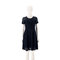 temperament fashion round neck short-sleeved lace dress - Black