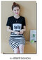 Season Suit Women's Fashion New Temperament Short Sleeve Two-piece Skirt Hello - Black