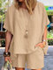 Solid Pocket Dolman Sleeve Two Pieces Suit - Apricot