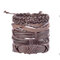 Vintage Punk Bracelet Set Multi-layer Leaf Pendant Pu Leather Handmade Weaving Bracelet - S322